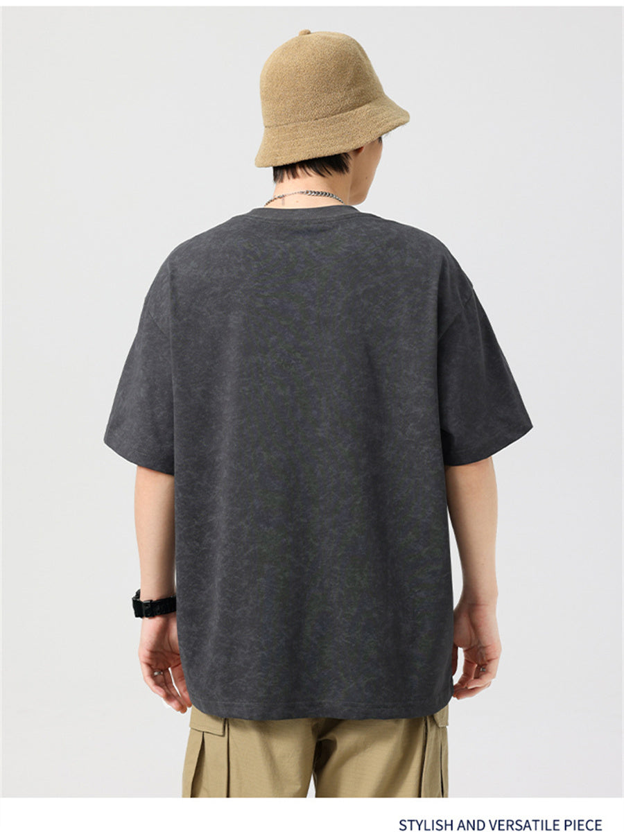 Liber SS Men's American Retro Printed Letter T-shirt