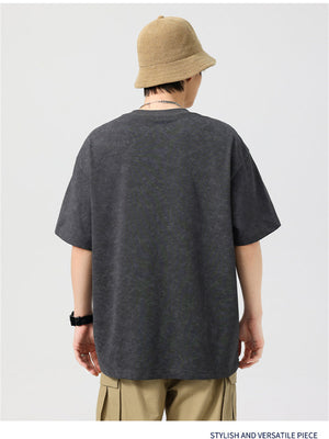 Liber SS Men's American Retro Printed Letter T-shirt