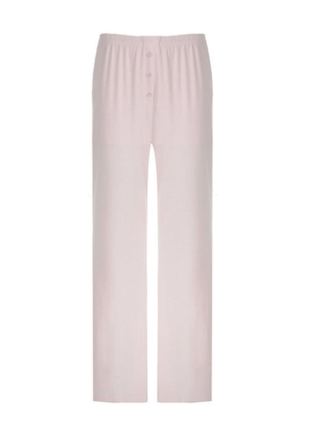 Liber Autumn Women's Button Elasticity Solid Color Sleepwear