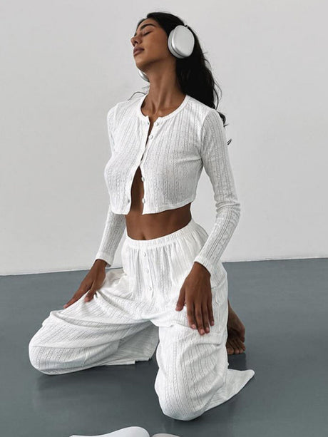 Liber Autumn Women's Button Elasticity Solid Color Sleepwear
