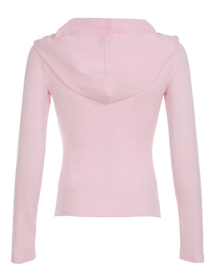 Liber Autumn Women's Hooded Zipper Solid Color Sportswear