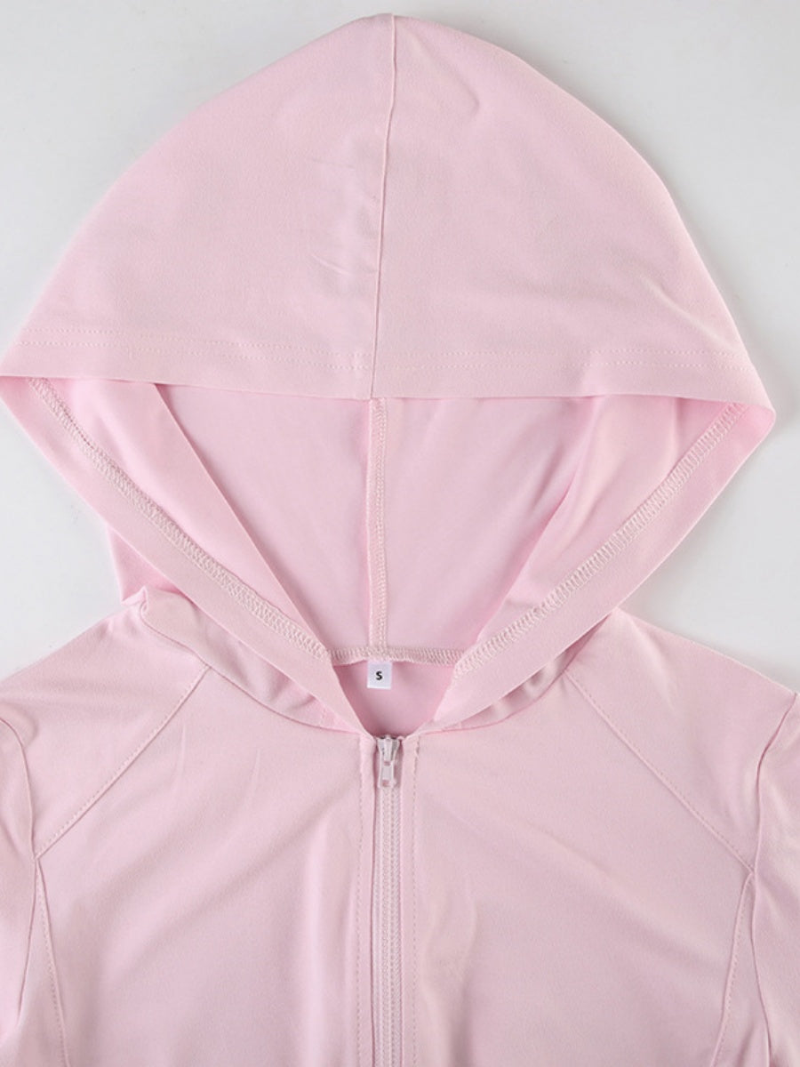 Liber Autumn Women's Hooded Zipper Solid Color Sportswear