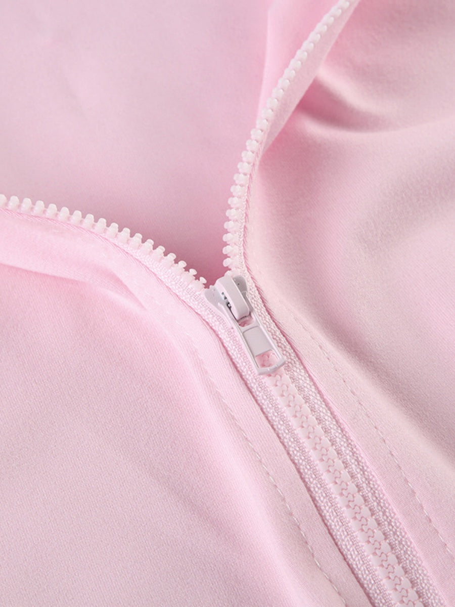Liber Autumn Women's Hooded Zipper Solid Color Sportswear