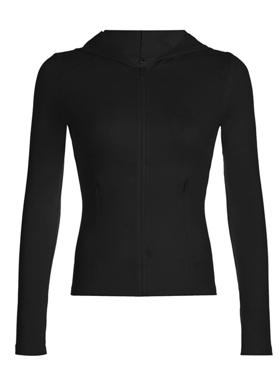 Liber Autumn Women's Hooded Zipper Solid Color Sportswear