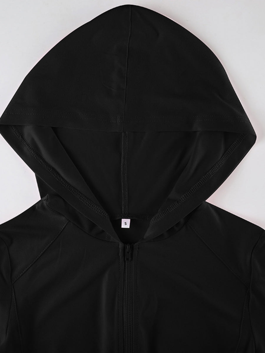 Liber Autumn Women's Hooded Zipper Solid Color Sportswear