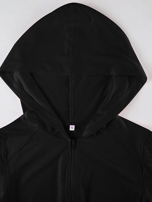Liber Autumn Women's Hooded Zipper Solid Color Sportswear