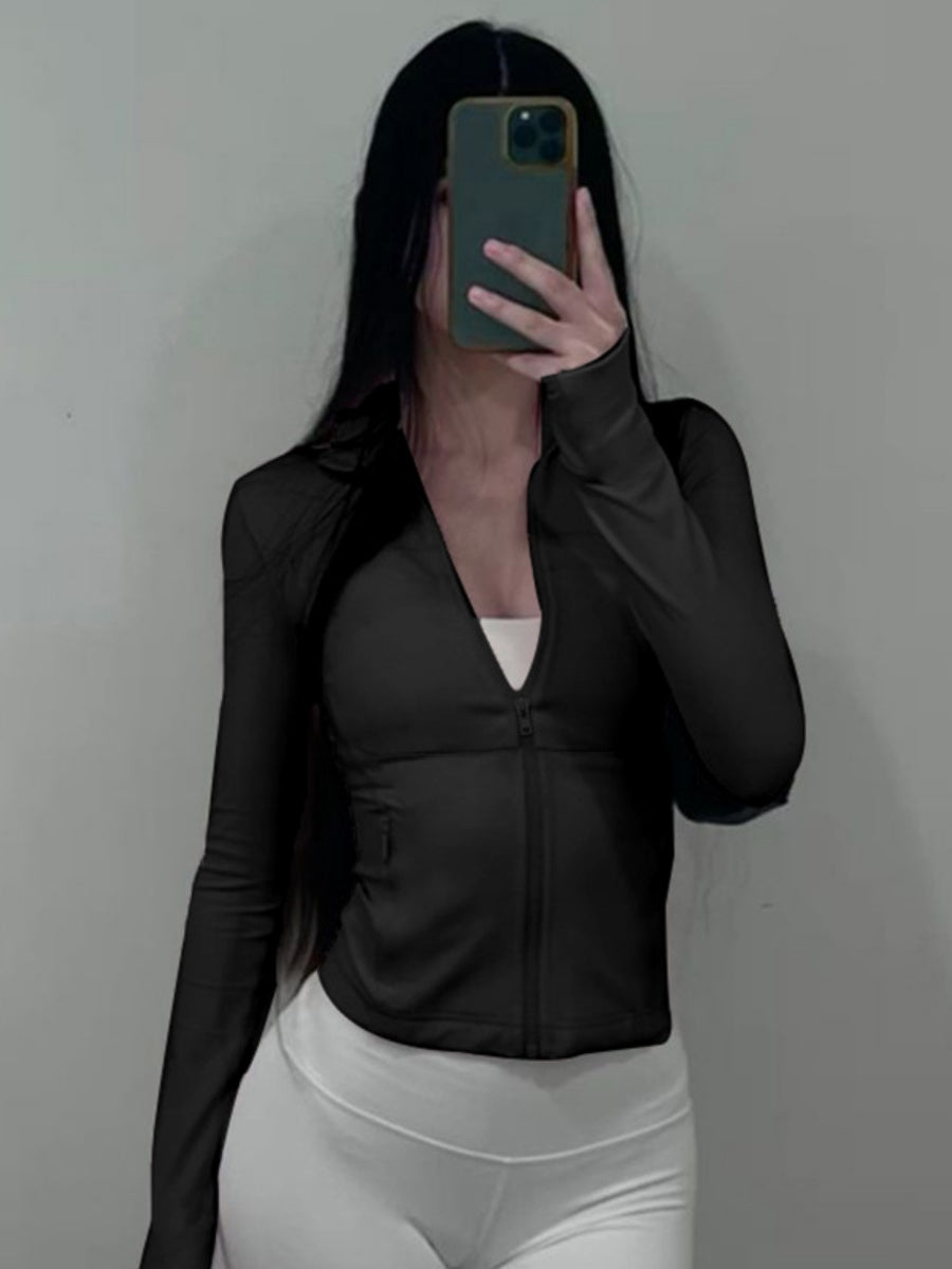 Liber Autumn Women's Hooded Zipper Solid Color Sportswear