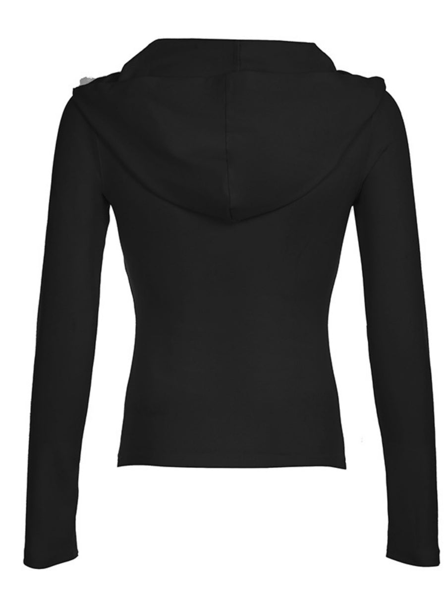 Liber Autumn Women's Hooded Zipper Solid Color Sportswear