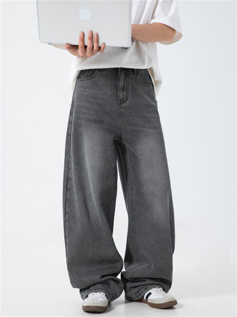 Liber SS Men's Solid Denim Vintage Washed Trousers