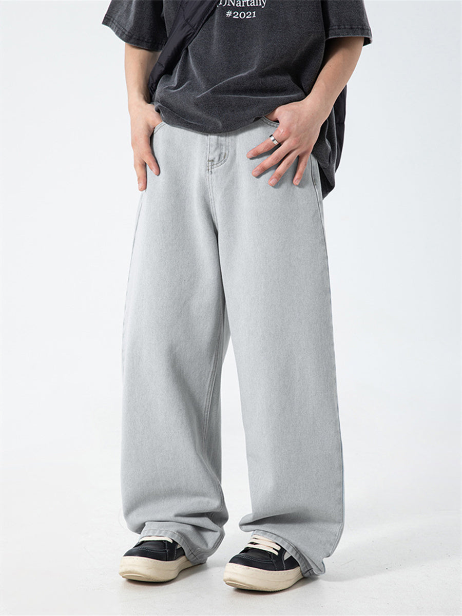 Liber SS Men's Solid Denim Vintage Washed Trousers
