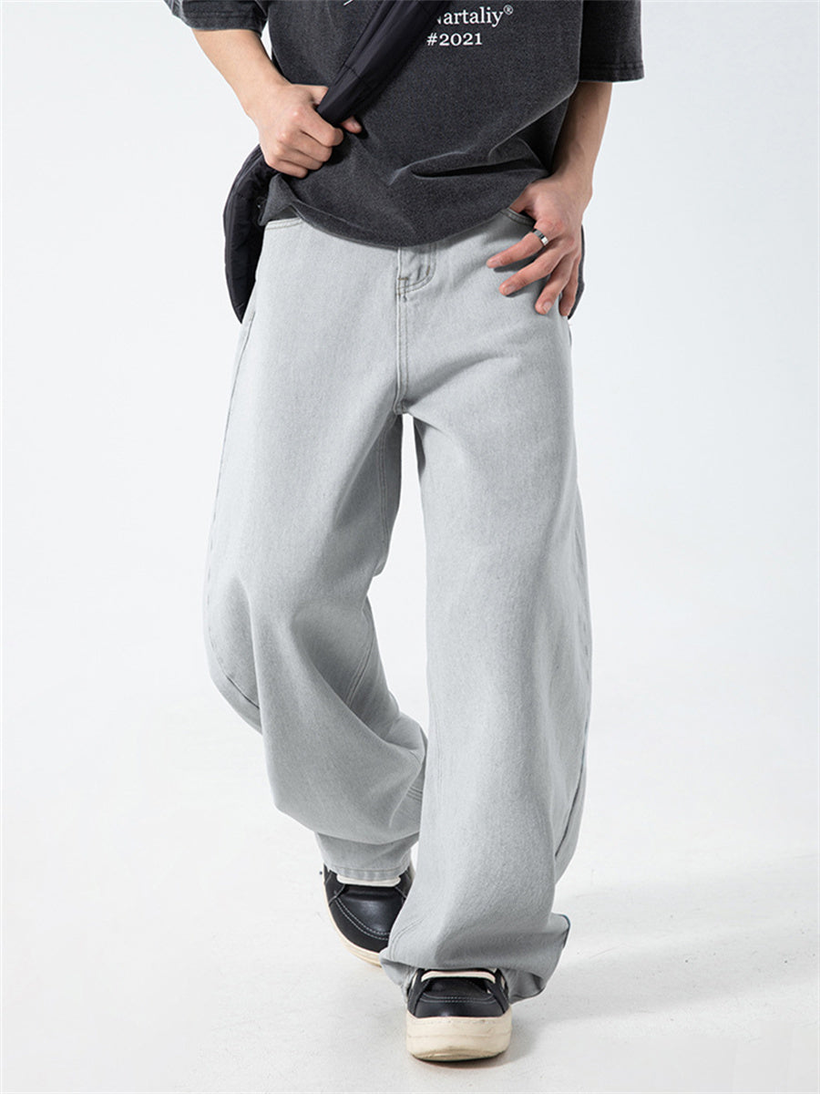Liber SS Men's Solid Denim Vintage Washed Trousers