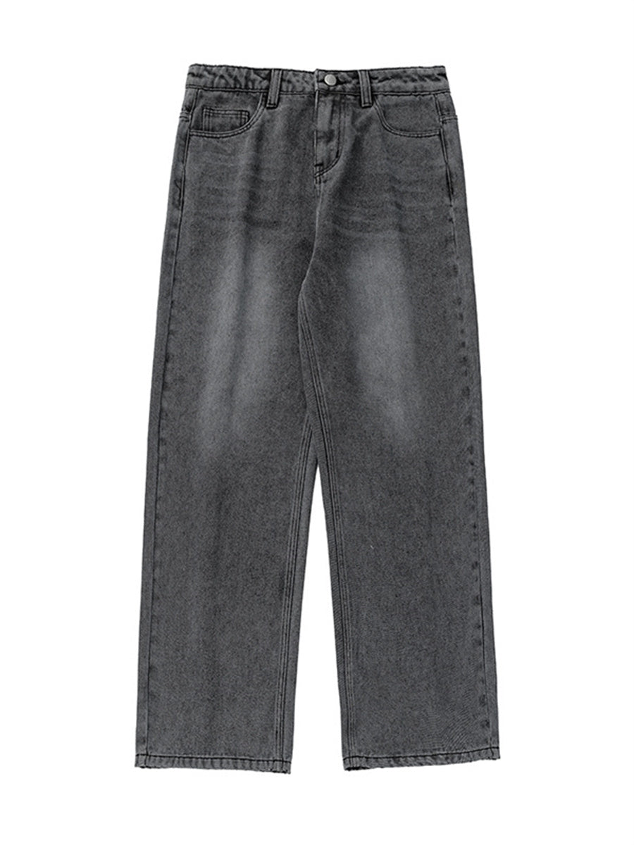 Liber SS Men's Solid Denim Vintage Washed Trousers