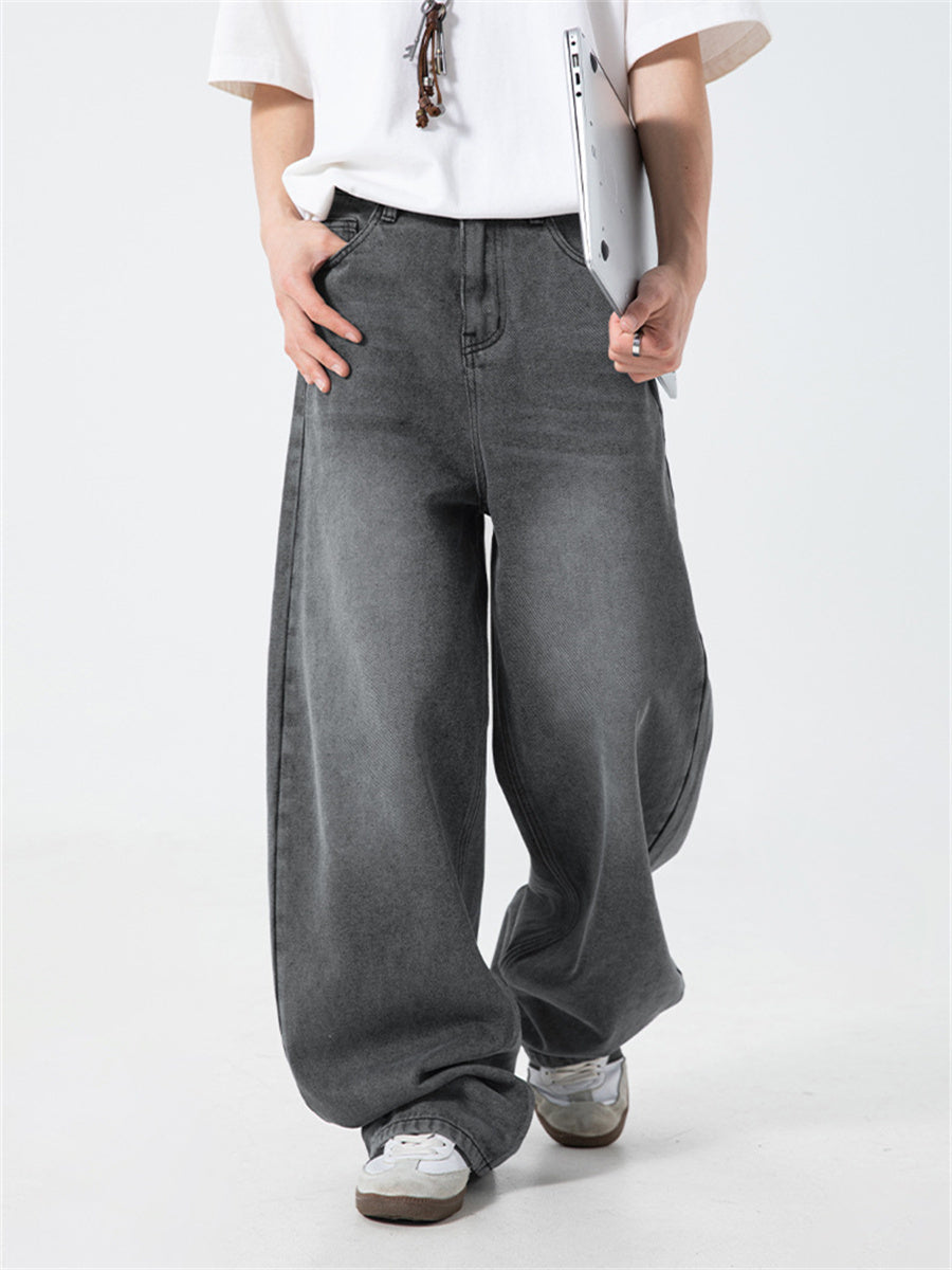 Liber SS Men's Solid Denim Vintage Washed Trousers