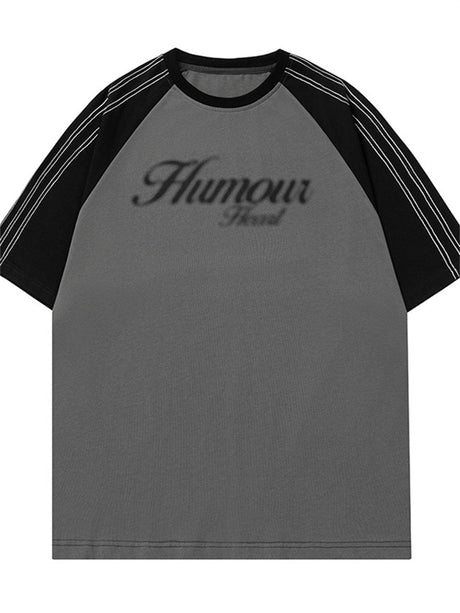 Liber SS Men's Striped Printed Lettering T-Shirt