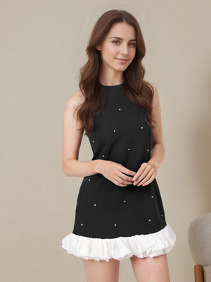 Liber Summer Women's Ruffle Solid Color Mini&Short Dresses