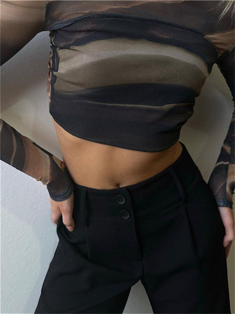 Liber Summer Women's Geometric Mesh Top