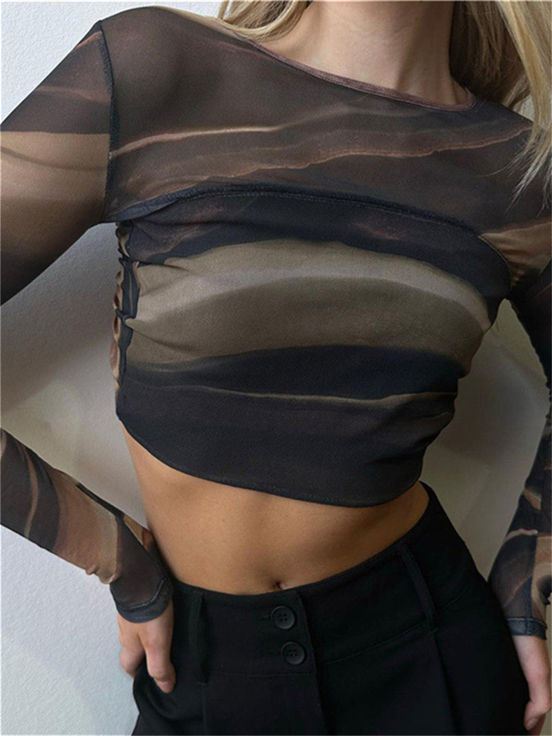 Liber Summer Women's Geometric Mesh Top