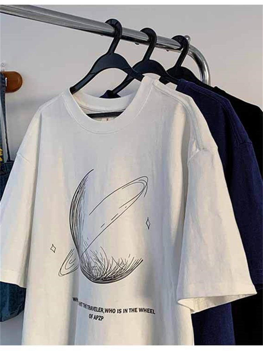 Liber Summer Men's Printed Cartoon Hood T-shirts