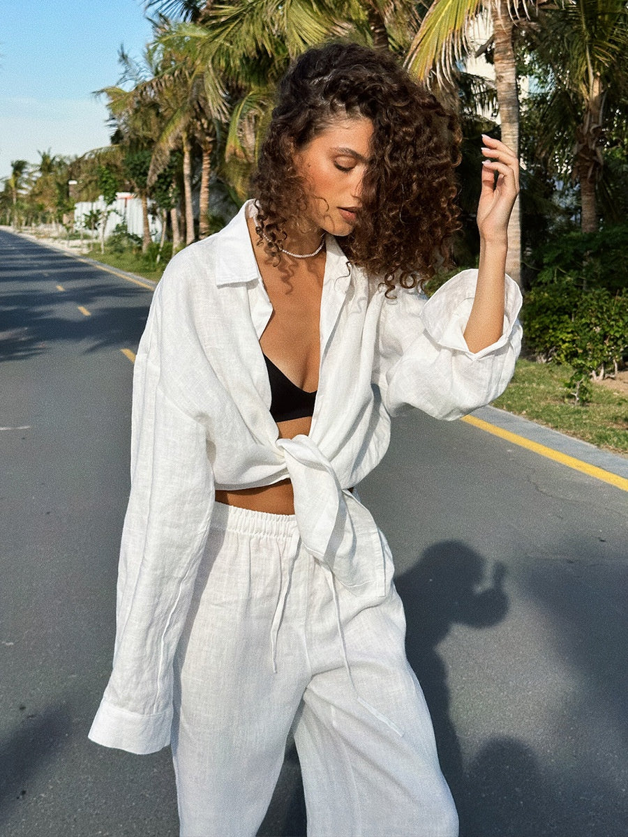 Liber SS Women's Linen Two-Piece Set