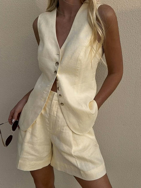 Liber SS Women's Linen Two-Piece Set