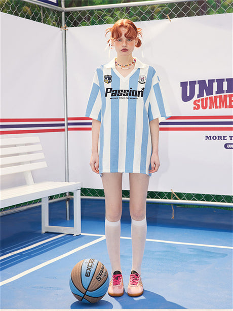 Liber Summer Women's Striped Letter T-shirt