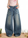 Liber Summer Women's Vintage Washed Wide Leg Jeans