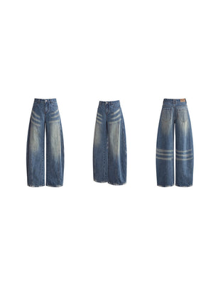 Liber Summer Women's Vintage Washed Wide Leg Jeans