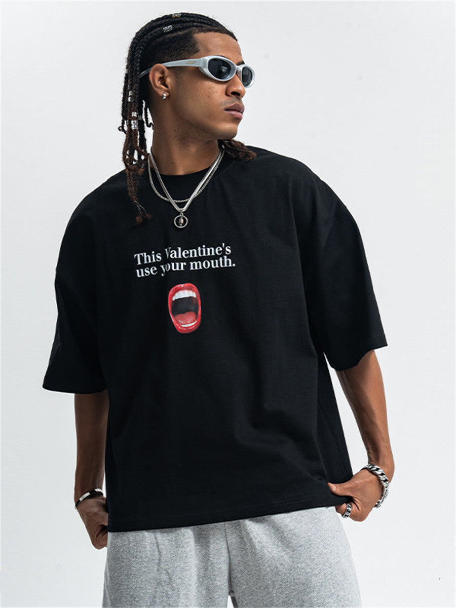 Liber Summer Men's Printed Letter Hood T-shirts