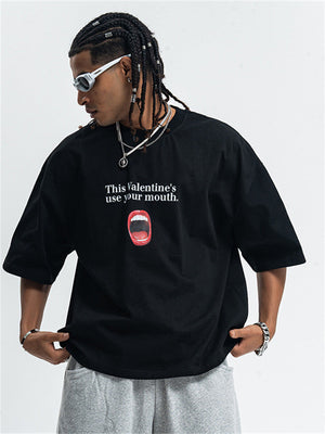 Liber Summer Men's Printed Letter Hood T-shirts
