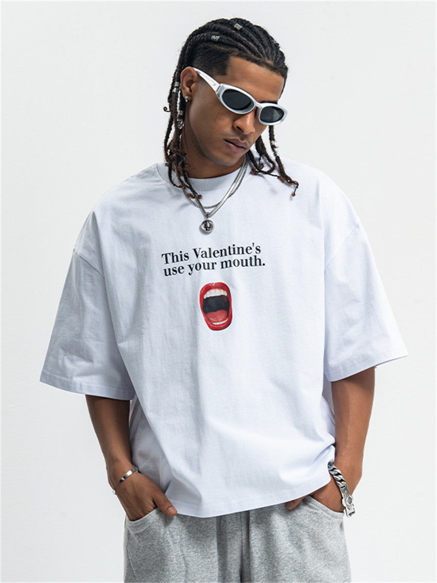 Liber Summer Men's Printed Letter Hood T-shirts