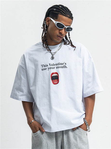 Liber Summer Men's Printed Letter Hood T-shirts