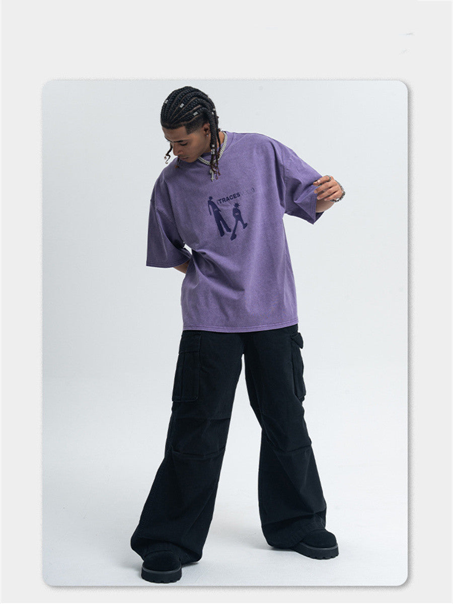 Liber Summer Men's Printed Letter Hood T-shirts