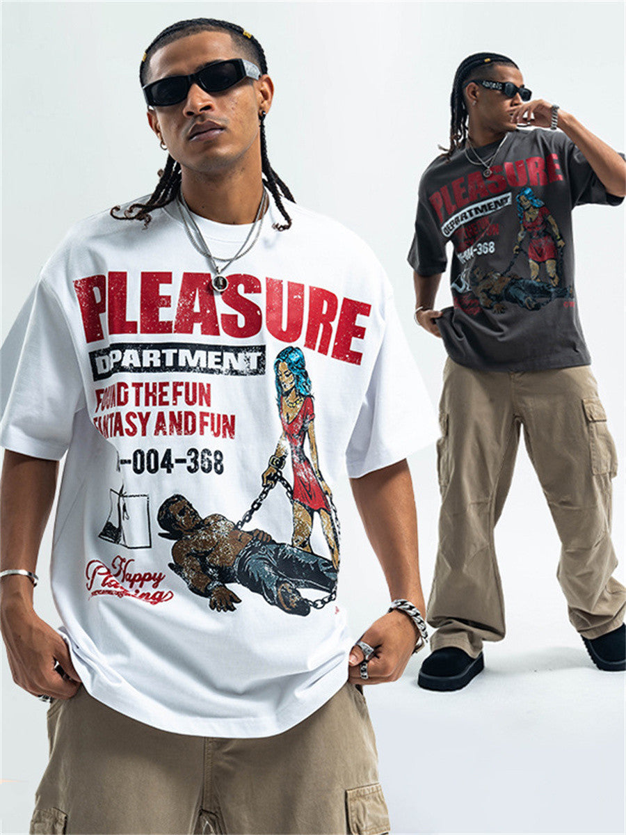 Liber Summer Men's Printed Letter Hood T-shirts
