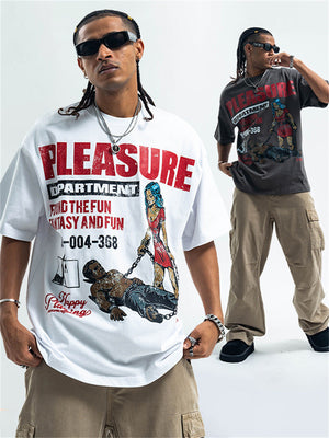 Liber Summer Men's Printed Letter Hood T-shirts