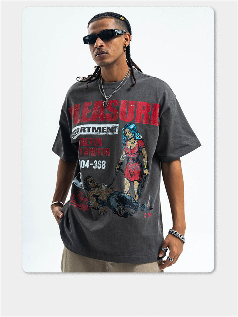Liber Summer Men's Printed Letter Hood T-shirts