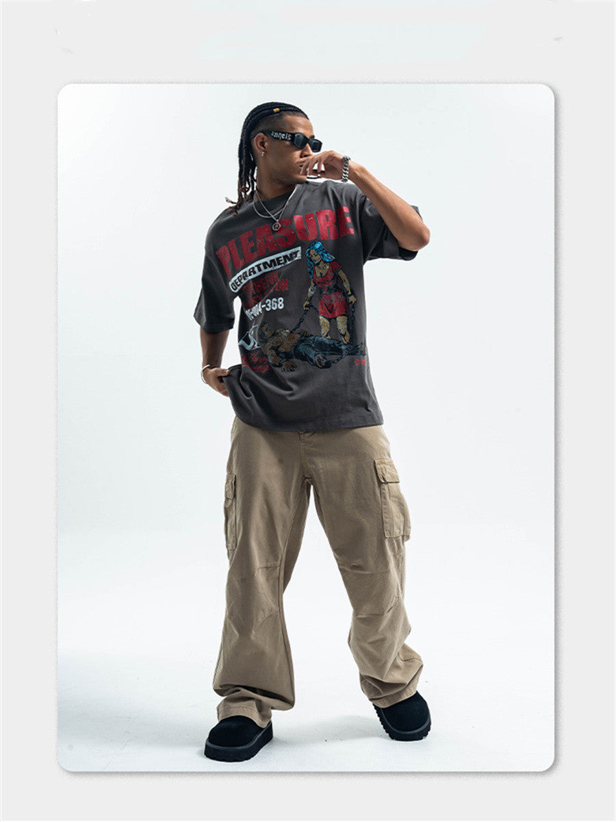 Liber Summer Men's Printed Letter Hood T-shirts