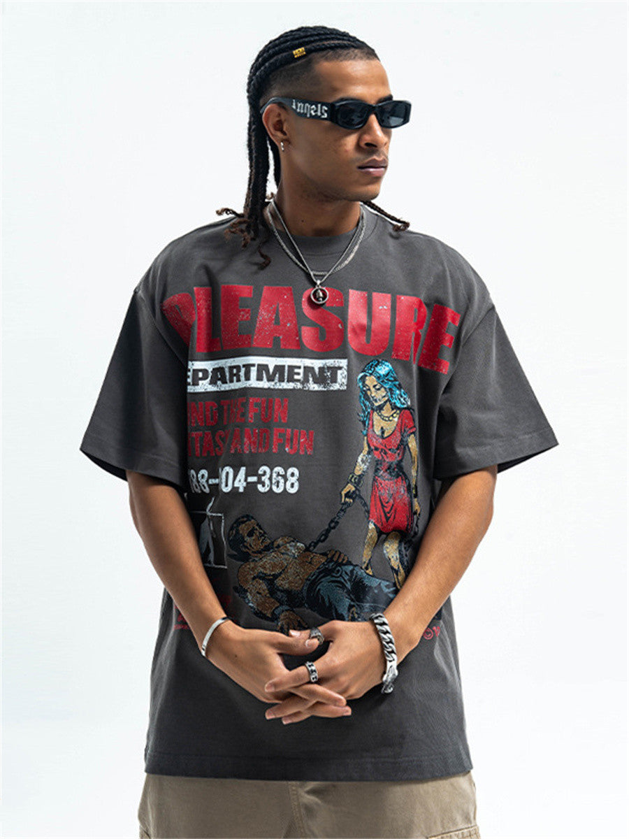 Liber Summer Men's Printed Letter Hood T-shirts