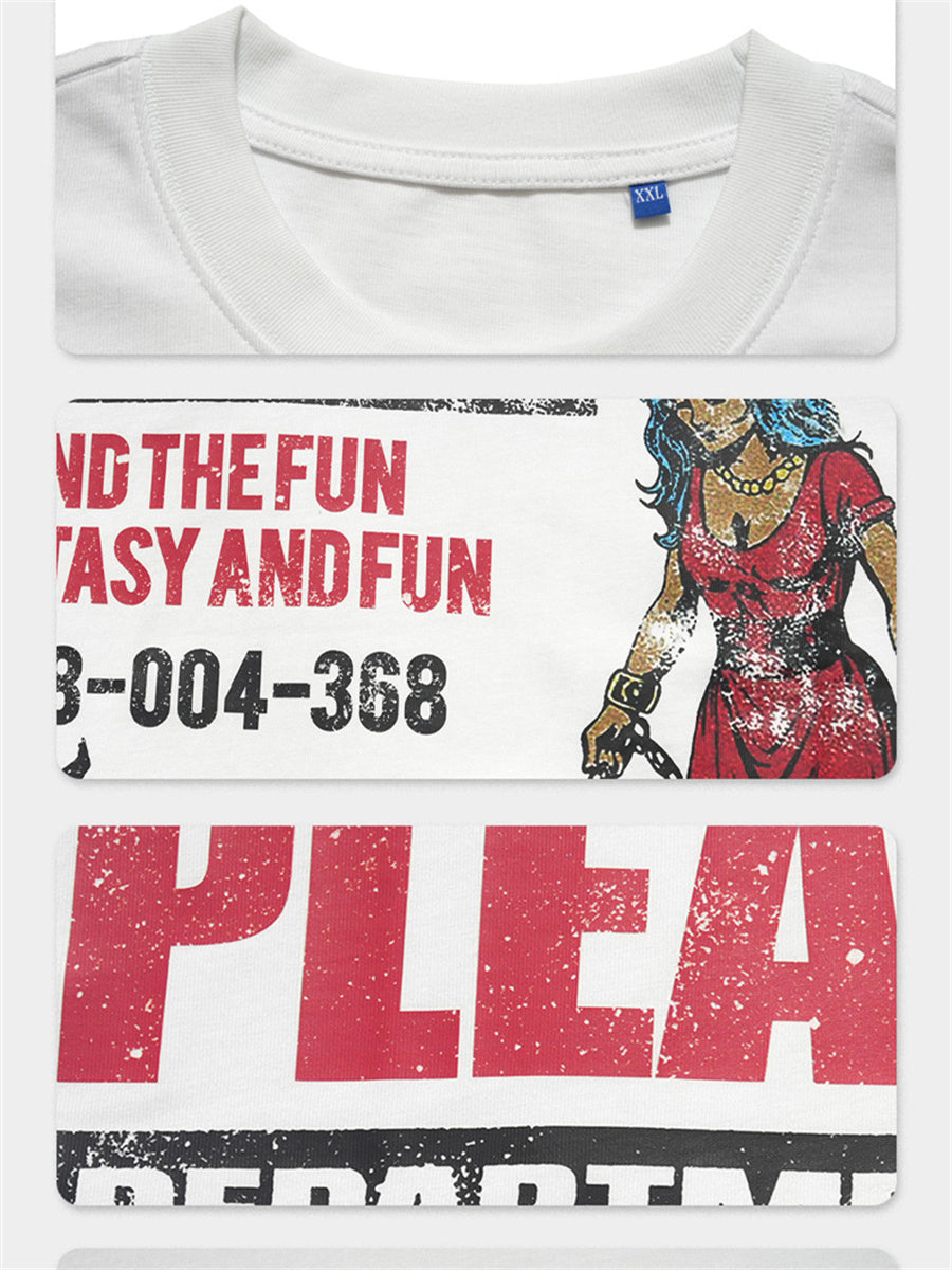 Liber Summer Men's Printed Letter Hood T-shirts