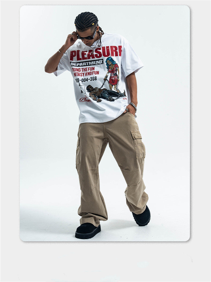 Liber Summer Men's Printed Letter Hood T-shirts