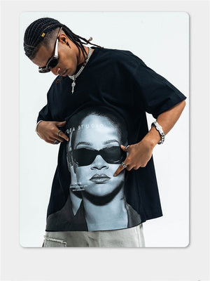Liber Summer Men's Printed Letter Hood T-shirts