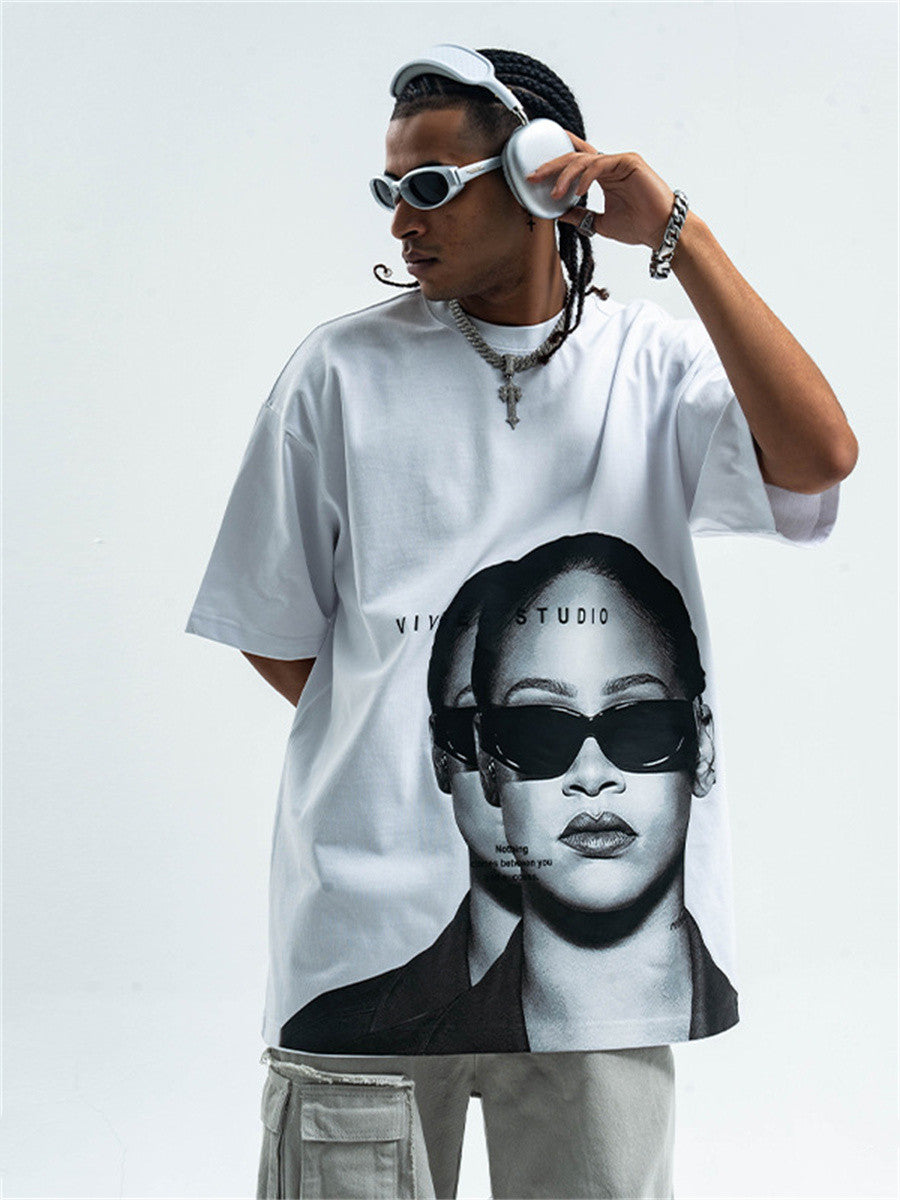 Liber Summer Men's Printed Letter Hood T-shirts