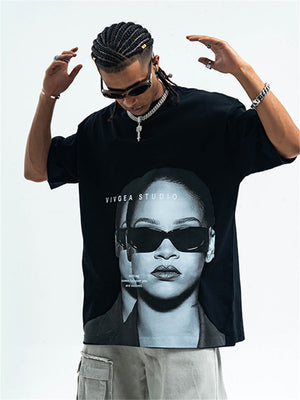 Liber Summer Men's Printed Letter Hood T-shirts