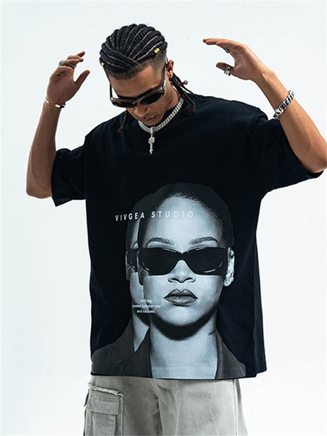 Liber Summer Men's Printed Letter Hood T-shirts