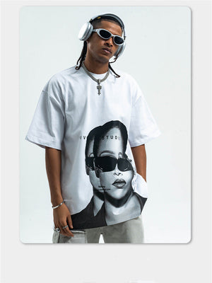 Liber Summer Men's Printed Letter Hood T-shirts