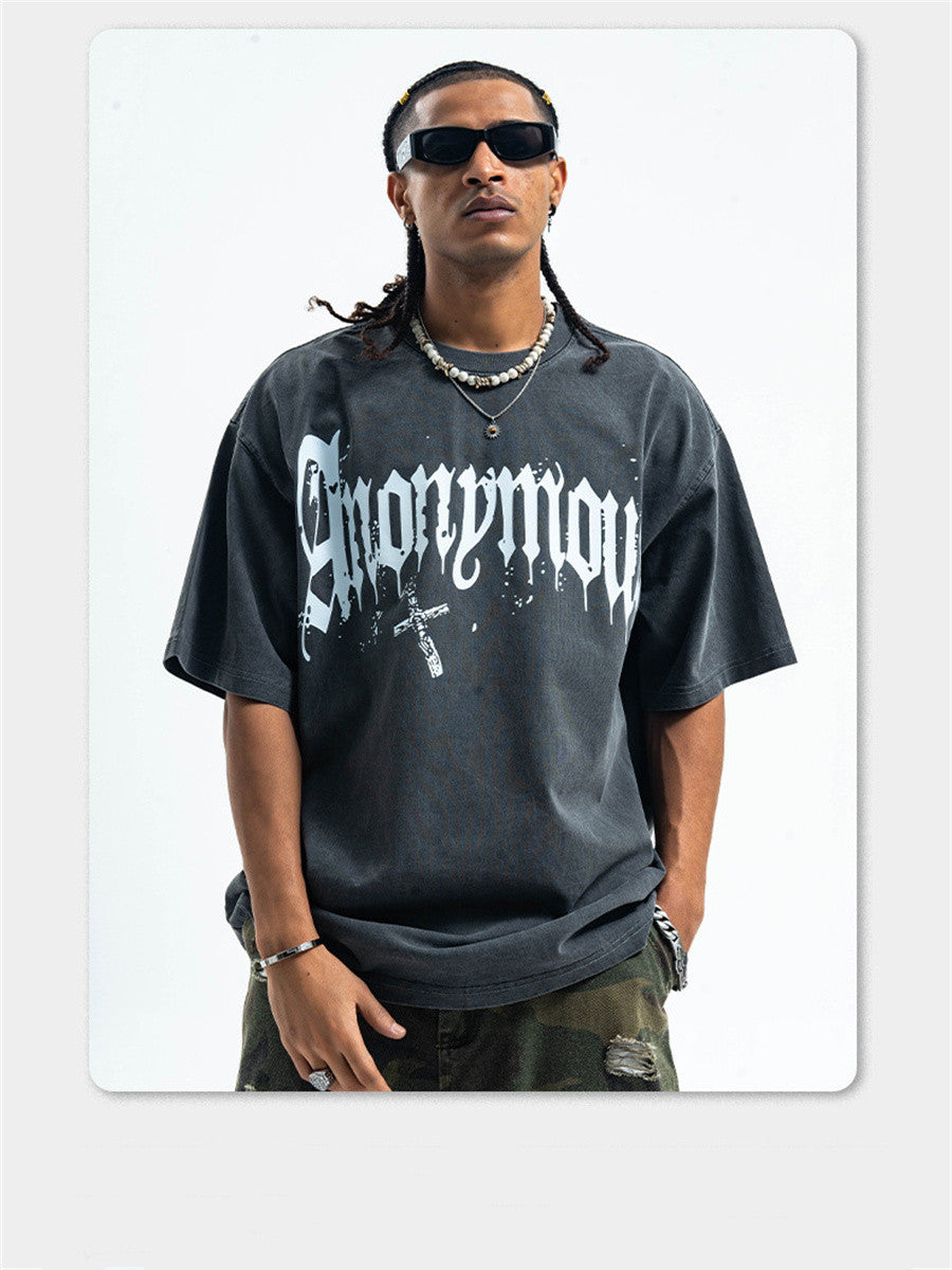 Liber Summer Men's Printed Letter Hood T-shirts