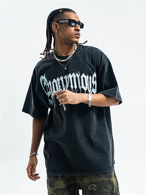 Liber Summer Men's Printed Letter Hood T-shirts