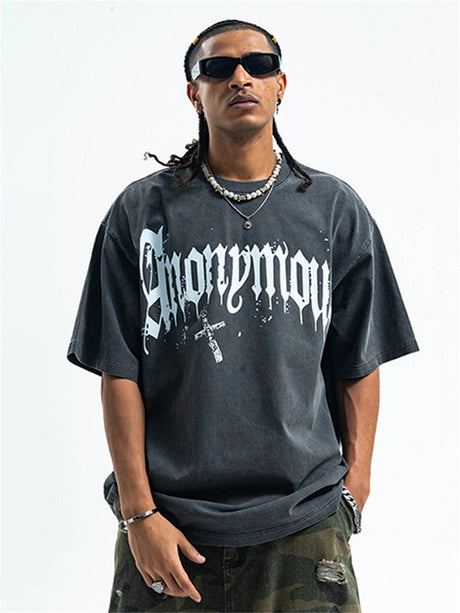 Liber Summer Men's Printed Letter Hood T-shirts