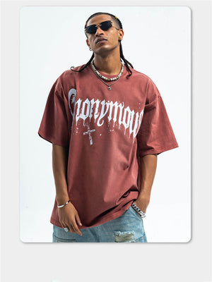 Liber Summer Men's Printed Letter Hood T-shirts