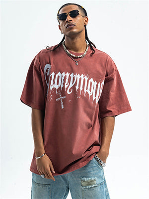 Liber Summer Men's Printed Letter Hood T-shirts