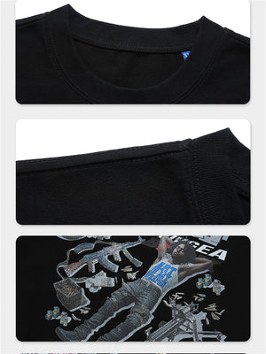 Liber Summer Men's Printed Letter Hood T-shirts